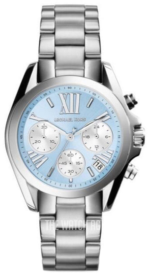 Michael Kors Bradshaw Chronograph Blue Dial Silver Steel Strap Watch For Women - MK6098