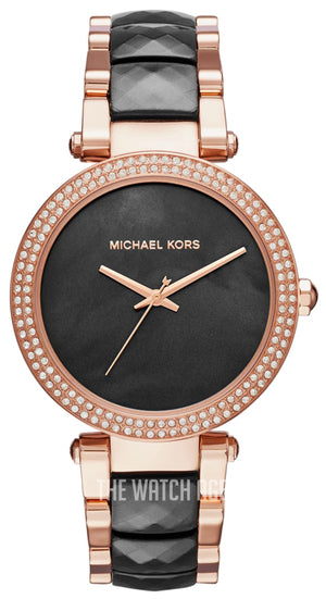 Michael Kors Parker Mother of Pearl Black Dial Two Tone Steel Strap Watch for Women - MK6414