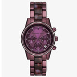 Michael Kors Ritz Chronograph Purple Dial Purple Steel Strap Watch For Women - MK6720