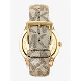 Michael Kors Runway Three Hand Quartz Gold Dial Brown Leather Strap Watch For Women - MK6999