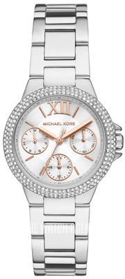 Michael Kors Camille Chronograph White Dial Silver Steel Strap Watch For Women - MK7198
