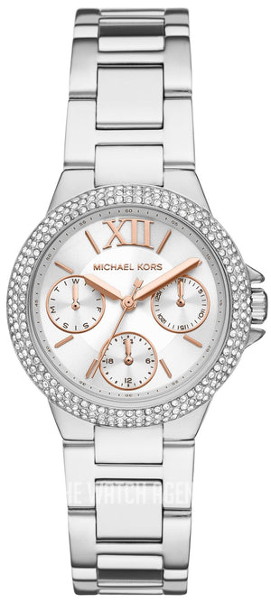 Michael Kors Camille Chronograph White Dial Silver Steel Strap Watch For Women - MK7198