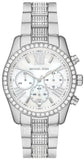 Michael Kors Lexington Chronograph White Dial Silver Steel Strap Watch For Women - MK7243