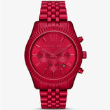 Michael Kors Lexington Chronograph Red Dial Red Steel Strap Watch For Men - MK8814