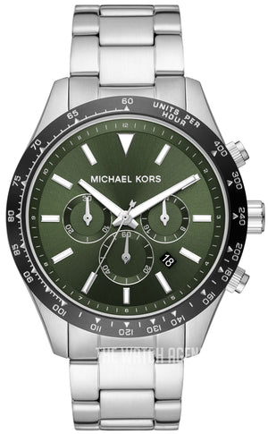 Michael Kors Layton Chronograph Green Dial Silver Steel Strap Watch For Men - MK8912