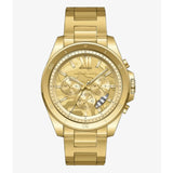 Michael Kors Brecken Chronograph Gold Dial Gold Steel Strap Watch For Men - MK8934