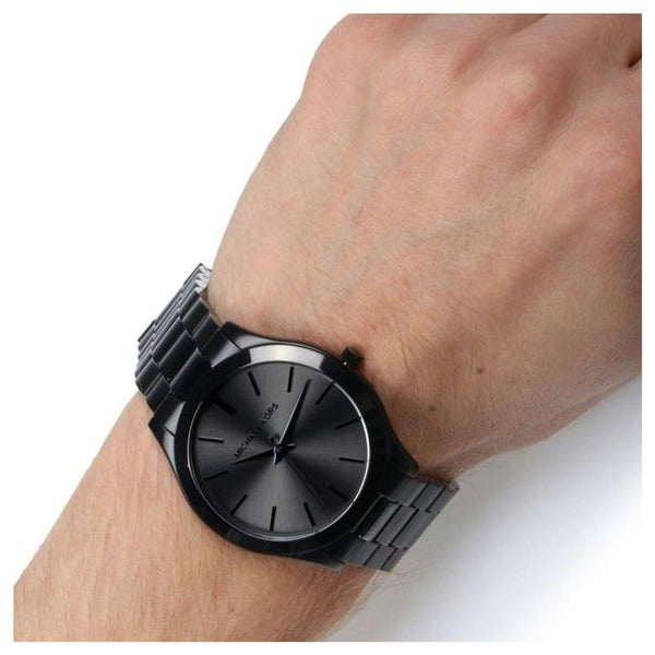 Michael Kors Slim Runway Black Dial Black Steel Strap Watch for Men - MK8507