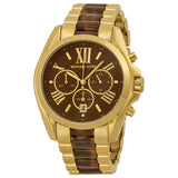 Michael Kors Bradshaw Chronograph Brown Dial Two Tone Steel Strap Watch For Women - MK5696