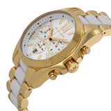 Michael Kors Bradshaw Chronograph White Dial Two Tone Steel Strap Watch For Women - MK5743