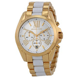 Michael Kors Bradshaw Chronograph White Dial Two Tone Steel Strap Watch For Women - MK5743