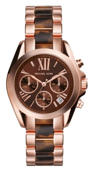 Michael Kors Bradshaw Chronograph Brown Dial Two Tone Steel Strap Watch For Women - MK5944