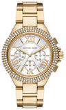 Michael Kors Camille Chronograph White Dial Gold Steel Strap Watch For Women - MK6994