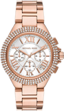 Michael Kors Camille Chronograph White Dial Rose Gold Steel Strap Watch For Women - MK6995