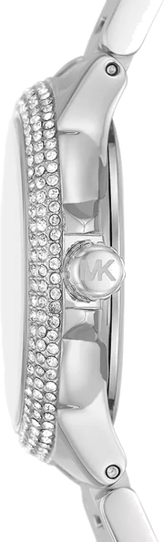 Michael Kors Camille Chronograph White Dial Silver Steel Strap Watch For Women - MK7198