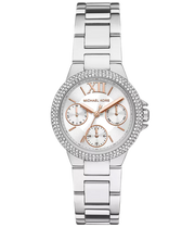 Michael Kors Camille Chronograph White Dial Silver Steel Strap Watch For Women - MK7198