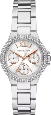 Michael Kors Camille Chronograph White Dial Silver Steel Strap Watch For Women - MK7198