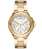 Michael Kors Camille Chronograph White Dial Gold Steel Strap Watch For Women - MK7270