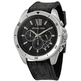 Michael Kors Brecken Chronograph Black Dial Black Leather Strap Watch For Men - MK8850