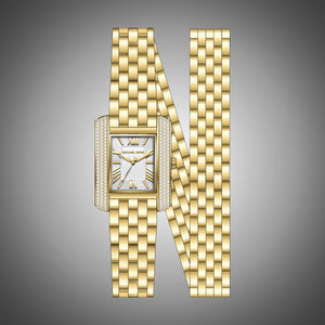 Michael Kors Emery Pave Double Wrap White Dial Gold Steel Strap Watch for Women - MK4833