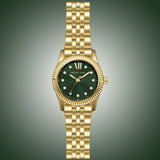 Michael Kors Lexington Pave Three-Hand Green Dial Gold Steel Strap Watch for Women - MK4842