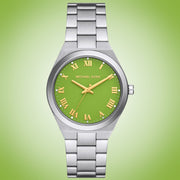 Michael Kors Lennox Three-Hand Green Dial Silver Steel Strap Watch for Women - MK7463