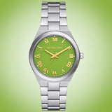 Michael Kors Lennox Three-Hand Green Dial Silver Steel Strap Watch for Women - MK7463