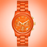 Michael Kors Runway Chronograph Limited Edition Orange Dial Orange Steel Strap Watch for - MK7477LE