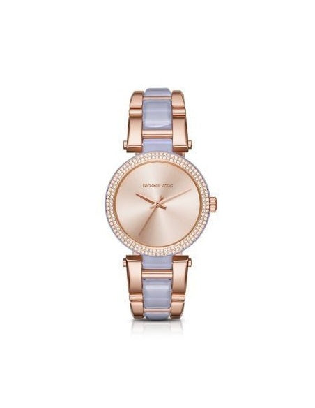 Michael Kors Delray Rose Gold Dial Two Tone Steel Strap Watch for