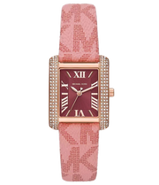 Michael Kors Emery Quartz Diamonds Red Dial Pink Leather Strap Watch For Women - MK2966