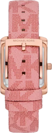 Michael Kors Emery Quartz Diamonds Red Dial Pink Leather Strap Watch For Women - MK2966