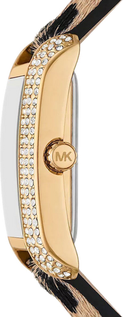 Michael Kors Emery Quartz Diamonds Black Dial Cheetah Print Leather Strap Watch For Women - MK7387