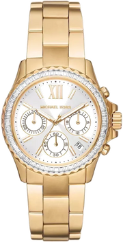 Michael Kors Everest Chronograph White Dial Gold Steel Strap Watch For Women - MK7212