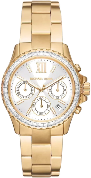 Michael Kors Everest Chronograph White Dial Gold Steel Strap Watch For Women - MK7212