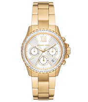 Michael Kors Everest Chronograph White Dial Gold Steel Strap Watch For Women - MK7212
