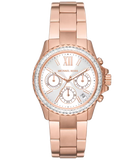 Michael Kors Everest Chronograph Silver Dial Rose Gold Steel Strap Watch For Women - MK7213