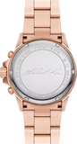 Michael Kors Everest Chronograph Silver Dial Rose Gold Steel Strap Watch For Women - MK7213