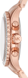 Michael Kors Everest Chronograph Silver Dial Rose Gold Steel Strap Watch For Women - MK7213