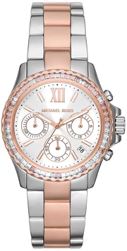 Michael Kors Everest Chronograph White Dial Two Tone Steel Strap Watch For Women - MK7214