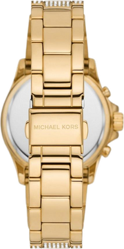 Michael Kors Everest Chronograph Crystals Gold Dial Gold Steel Strap Watch For Women - MK7254