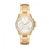 Michael Kors Everest Chronograph White Dial Gold Steel Strap Watch For Women - MK7212