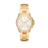 Michael Kors Everest Chronograph White Dial Gold Steel Strap Watch For Women - MK7212