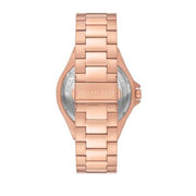 Michael Kors Lennox Chronograph Black Dial Rose Gold Steel Strap Watch For Men - MK8940