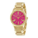 Michael Kors Hartman Quartz Pink Dial Gold Steel Strap Watch For Women - MK3520