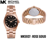 Michael Kors Channing Black Dial Rose Gold Steel Strap Watch For Women - MK5937