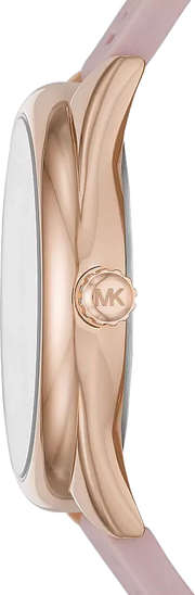 Michael Kors Janelle Three Hand Rose Gold Dial Pink Rubber Strap Watch For Women - MK7139