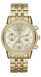 Michael Kors Runway Chronograph Gold Dial Gold Steel Strap Watch For Women - MK5698