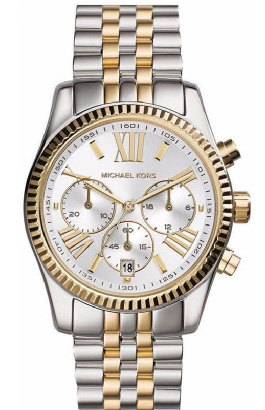 š Michael Kors Lexington Silver Dial Two Tone Steel Strap Watch for Women - MK5955 (100% off)