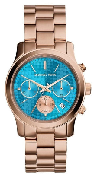 Michael Kors Runway Chronograph Turquoise Dial Rose Gold  display picture 2