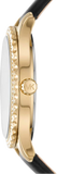 Michael Kors Layton Three Hand Mother of Pearl Black Dial Black Leather Strap Watch For Women - MK2911