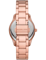 Michael Kors Layton Three Hand Red Dial Rose Gold Steel Strap Watch For Women - MK6893